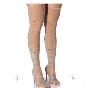 Nude/Tan rhinestone boots